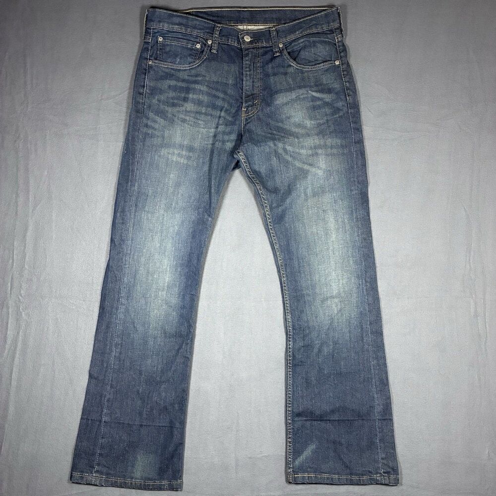 Levis Jeans Mens 36x30 Blue 527 Slim Bootcut Western Cowboy Faded Denim Pants